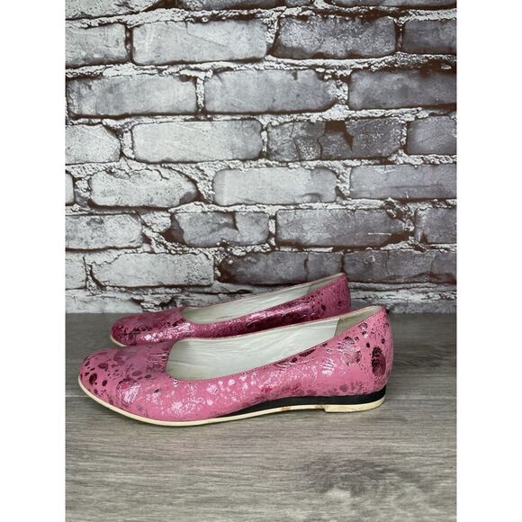 Osvaldo Pericoli Pink Leather Spots VTG Designer Ballet Flats Women 7M US/37.5EU - Picture 11 of 16